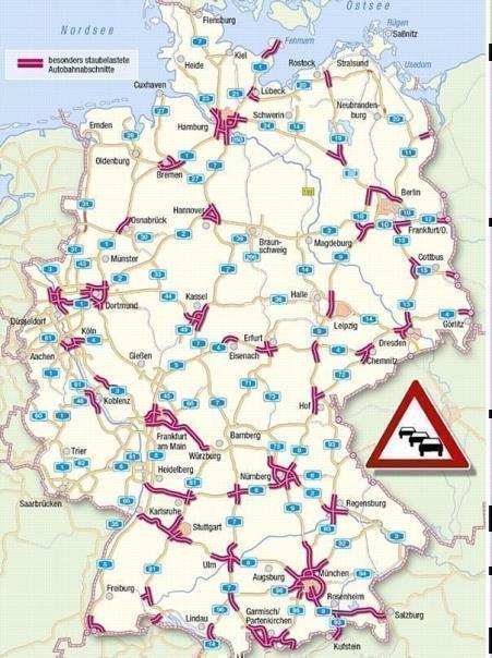 Die Stauprognose des ADAC für das Wochenenende vom 24. bis 26. August 2007. Grafik: Auto-Reporter/ADAC